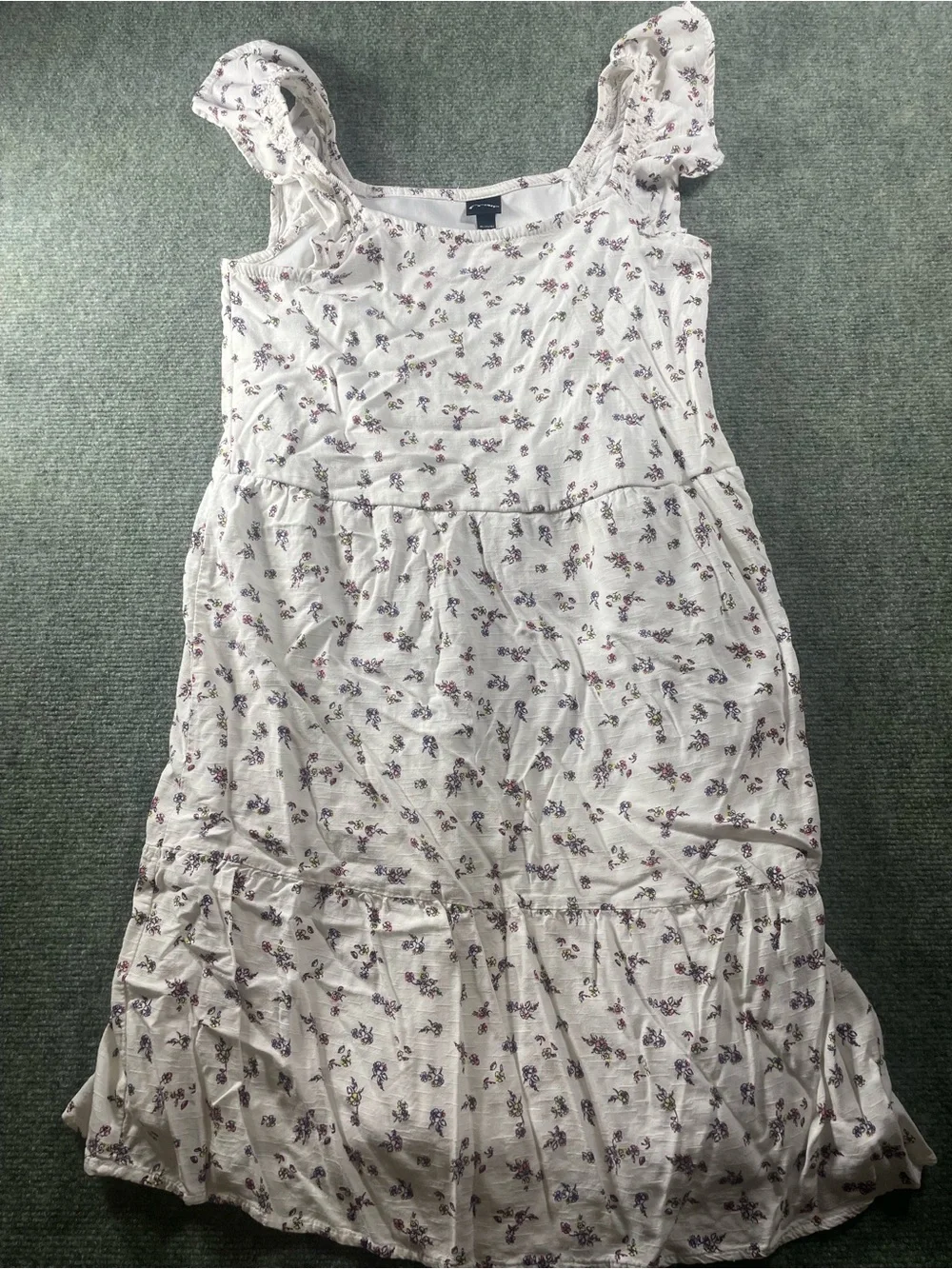 art class‎ White Dress with Purple Floral Print